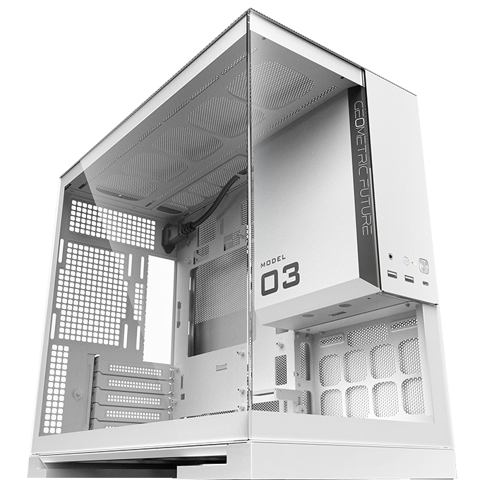 A large main feature product image of Geometric Future Model 3 - Micro Tower Glass Case (White)