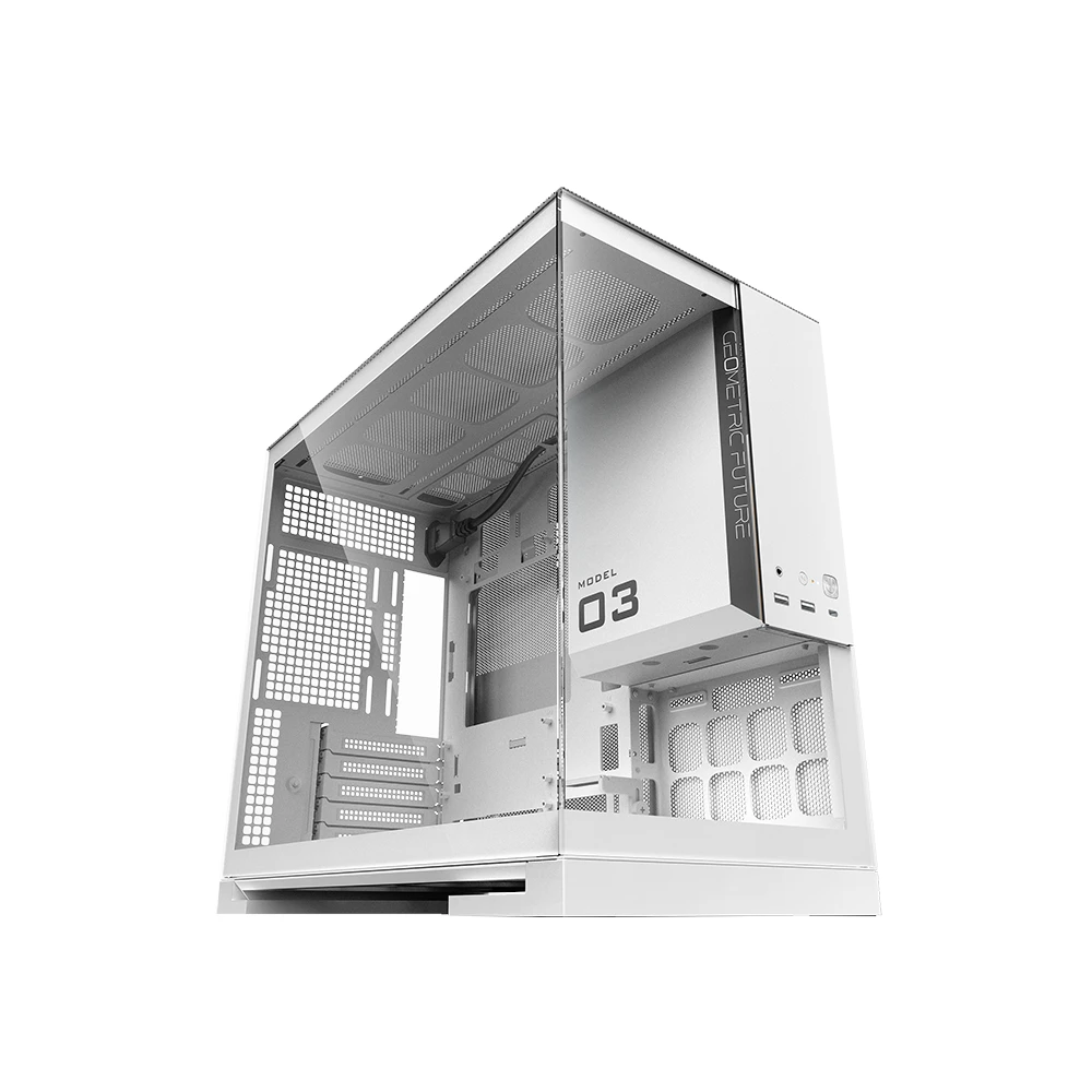 A large main feature product image of Geometric Future Model 3 - Micro Tower Glass Case (White)