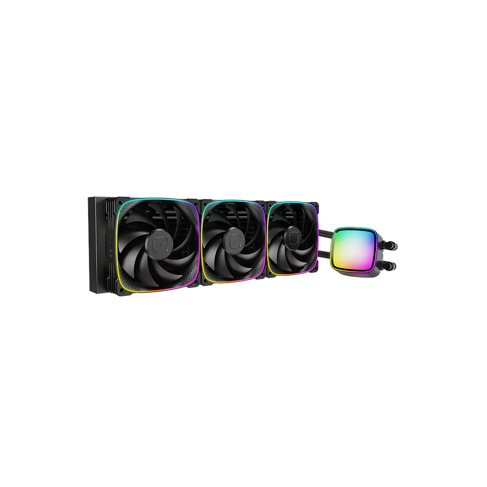 A large main feature product image of Geometric Future Eskimo Plus 360mm ARGB AIO Liquid CPU Cooler w/ 30mm Fans (Black)