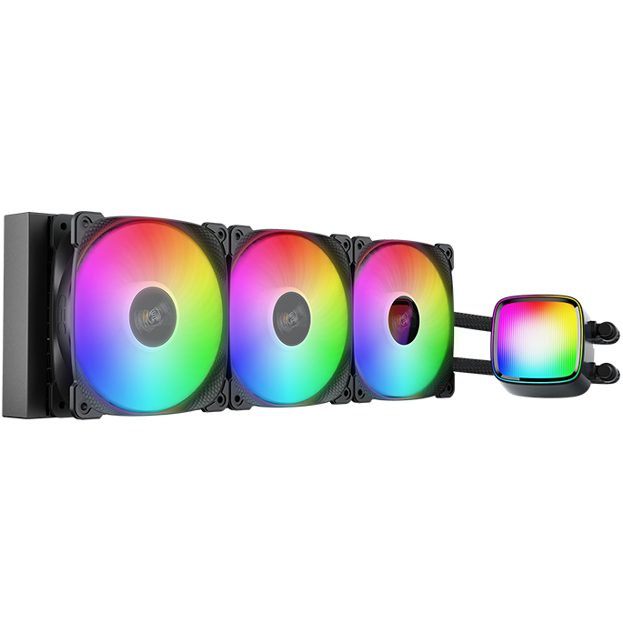 A large main feature product image of Geometric Future Eskimo Pro 360mm ARGB AIO Liquid CPU Cooler (Black)