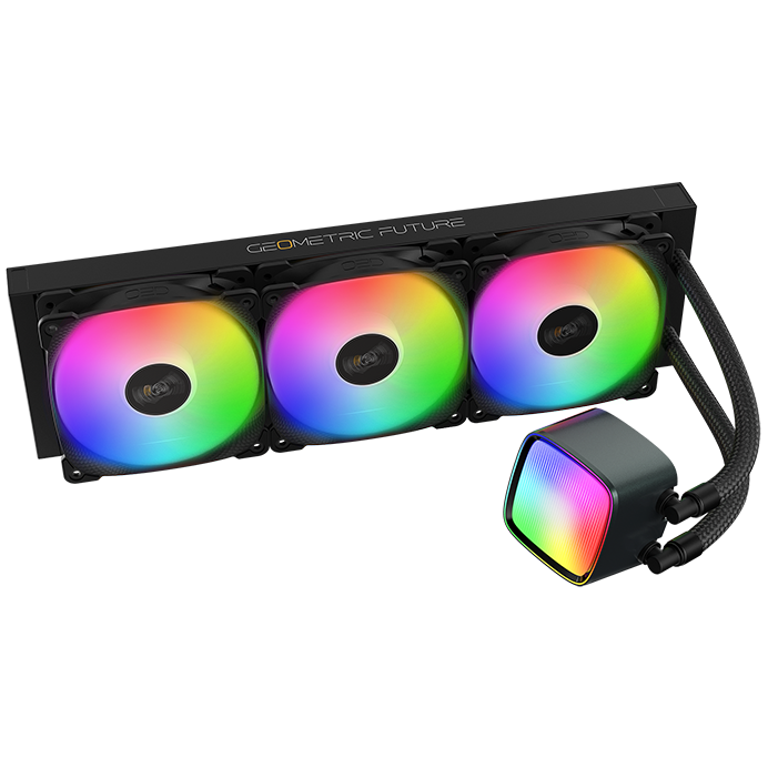 A large main feature product image of Geometric Future Eskimo Pro 360mm ARGB AIO Liquid CPU Cooler (Black)