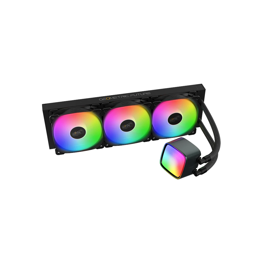 A large main feature product image of Geometric Future Eskimo Pro 360mm ARGB AIO Liquid CPU Cooler (Black)