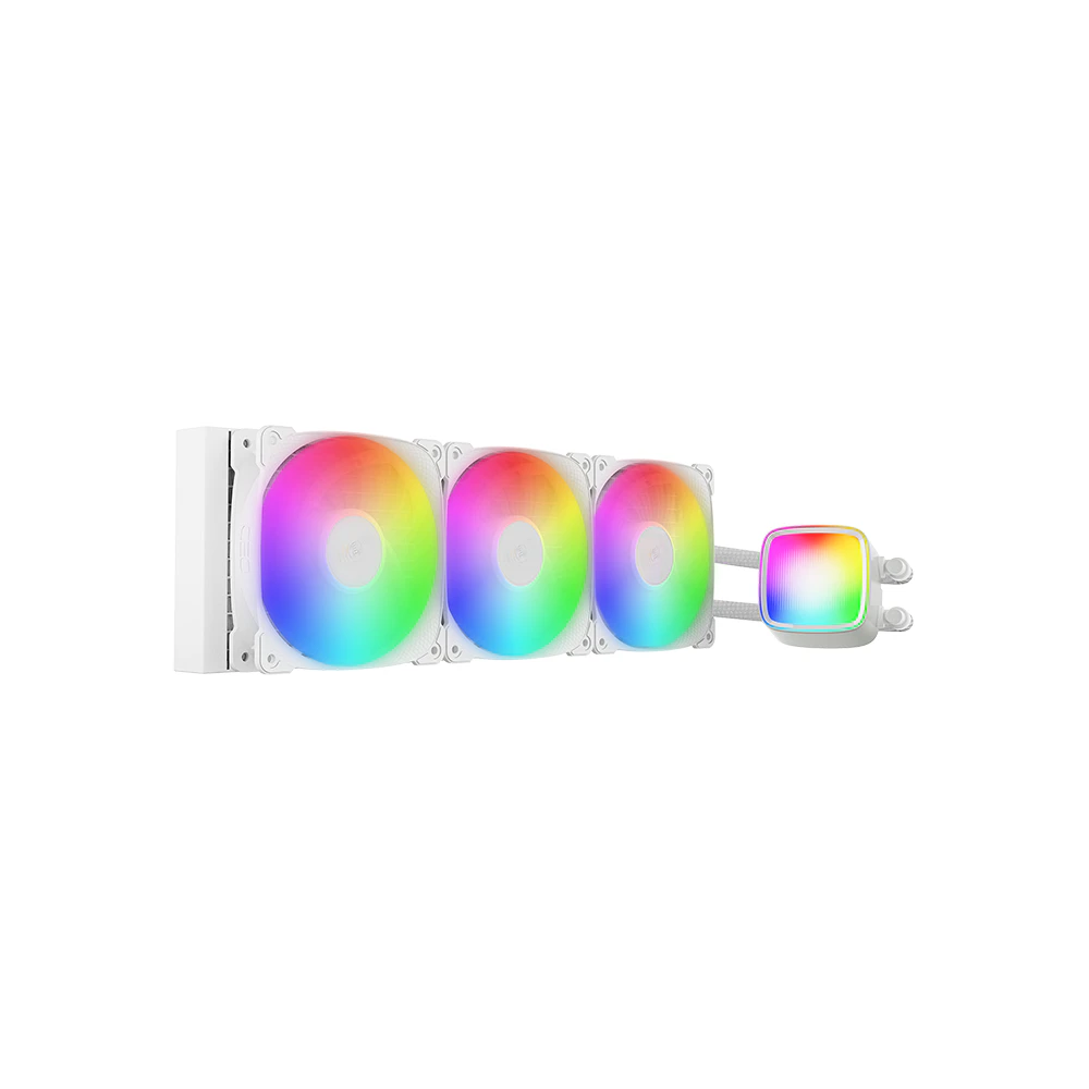 A large main feature product image of Geometric Future Eskimo Pro 360mm ARGB AIO Liquid CPU Cooler (White)