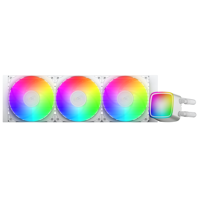 A large main feature product image of Geometric Future Eskimo Pro 360mm ARGB AIO Liquid CPU Cooler (White)