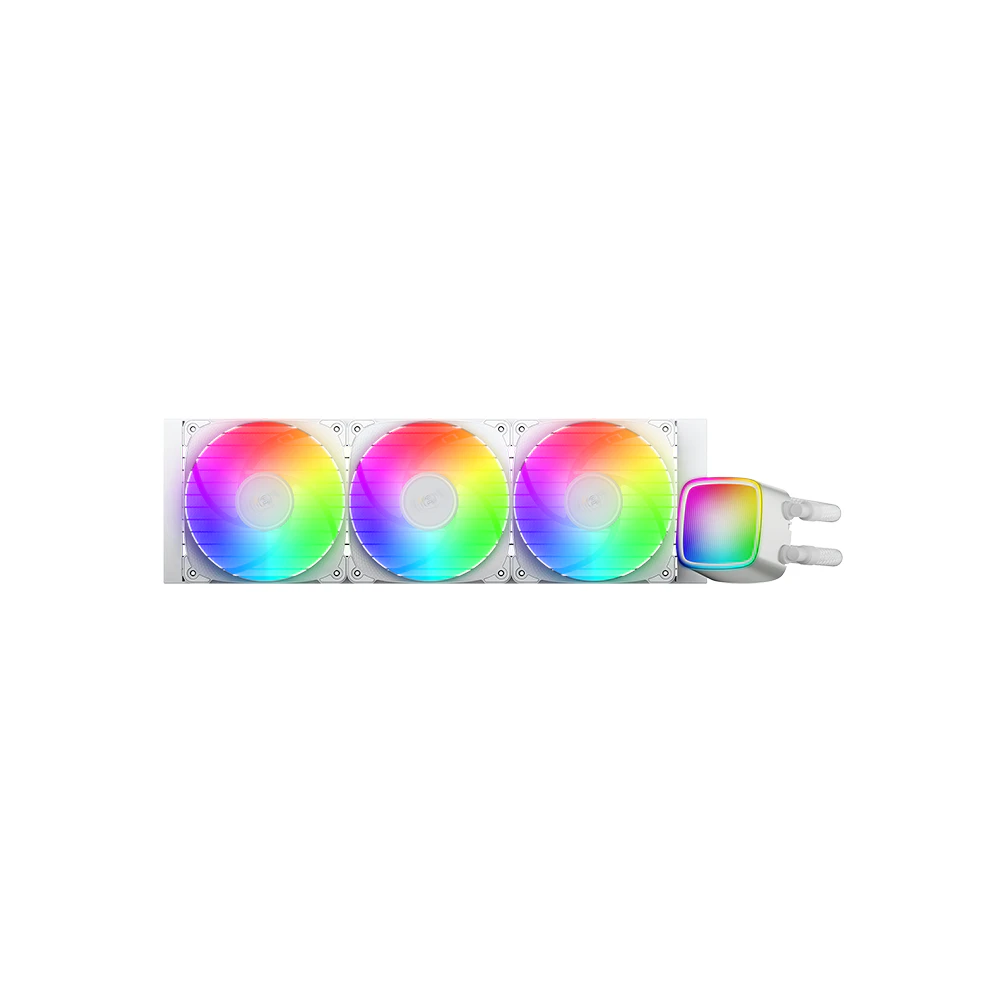 A large main feature product image of Geometric Future Eskimo Pro 360mm ARGB AIO Liquid CPU Cooler (White)
