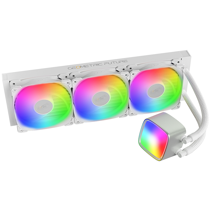A large main feature product image of Geometric Future Eskimo Pro 360mm ARGB AIO Liquid CPU Cooler (White)