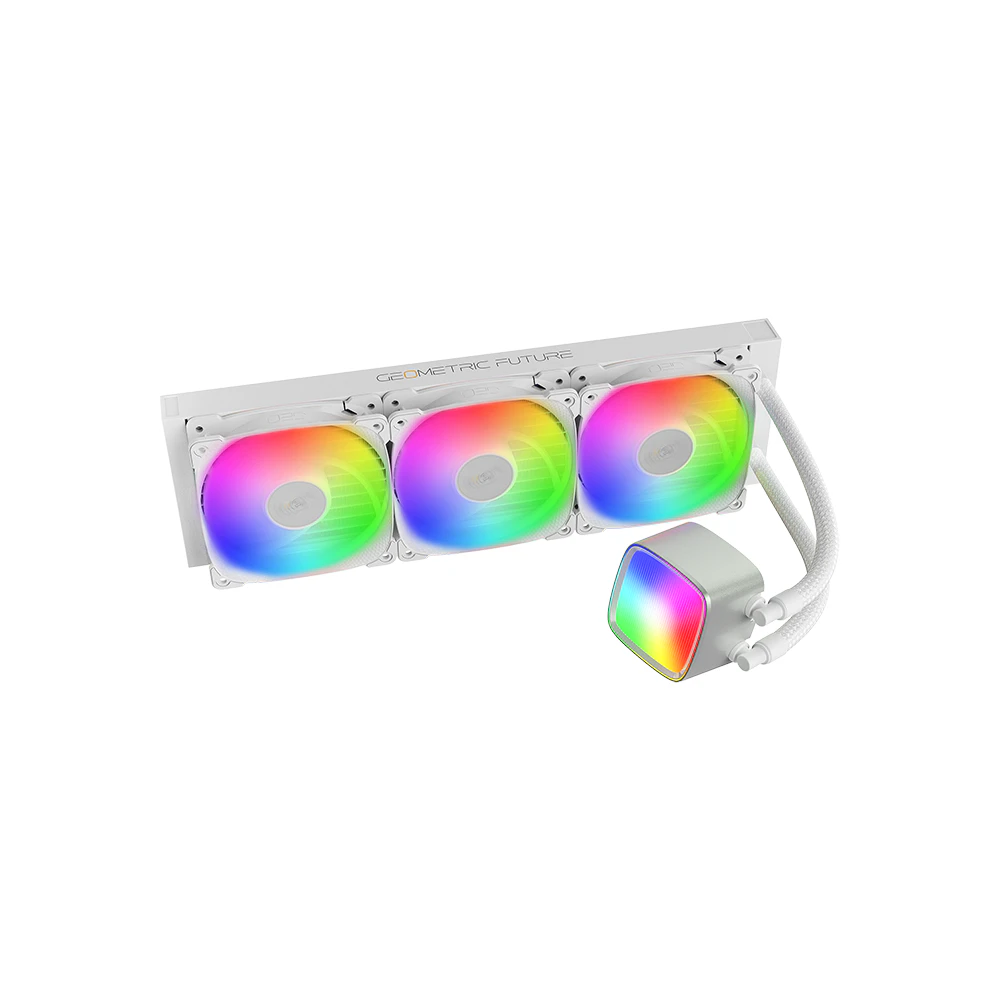 A large main feature product image of Geometric Future Eskimo Pro 360mm ARGB AIO Liquid CPU Cooler (White)