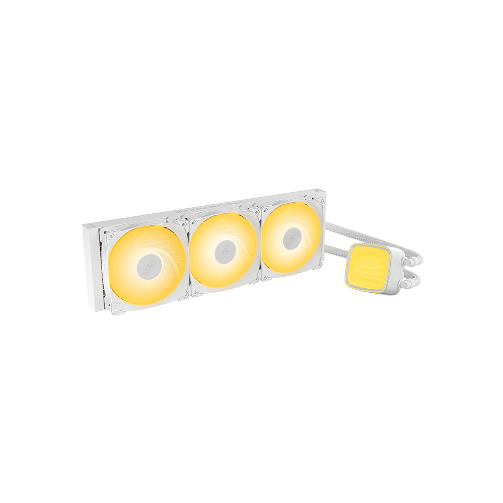 A large main feature product image of Geometric Future Eskimo Pro 360mm ARGB AIO Liquid CPU Cooler (White)
