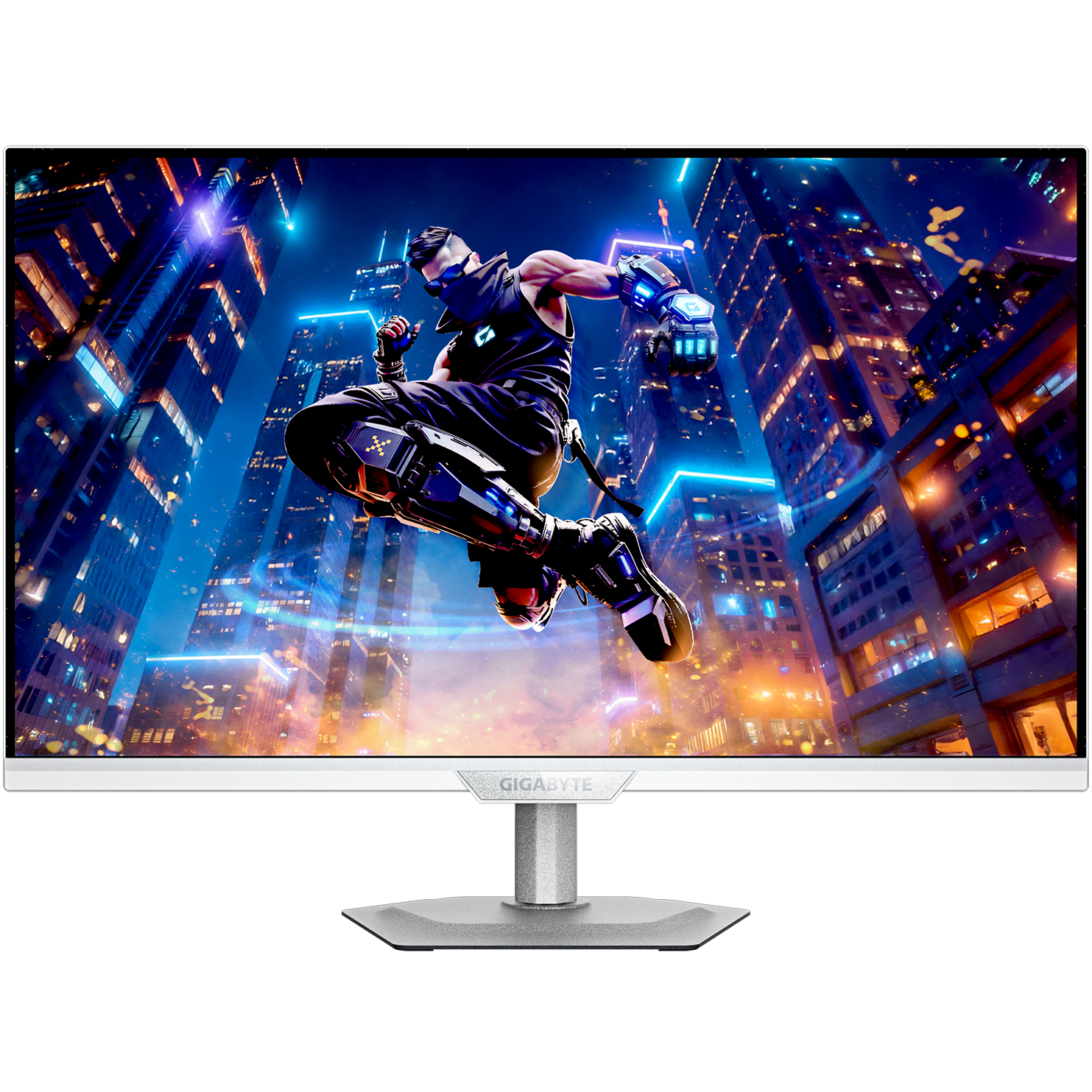 A large main feature product image of Gigabyte M27Q2 QD ICE - 27" 1440p 210Hz 1ms Quantum Dot SS IPS Gaming Monitor (White)