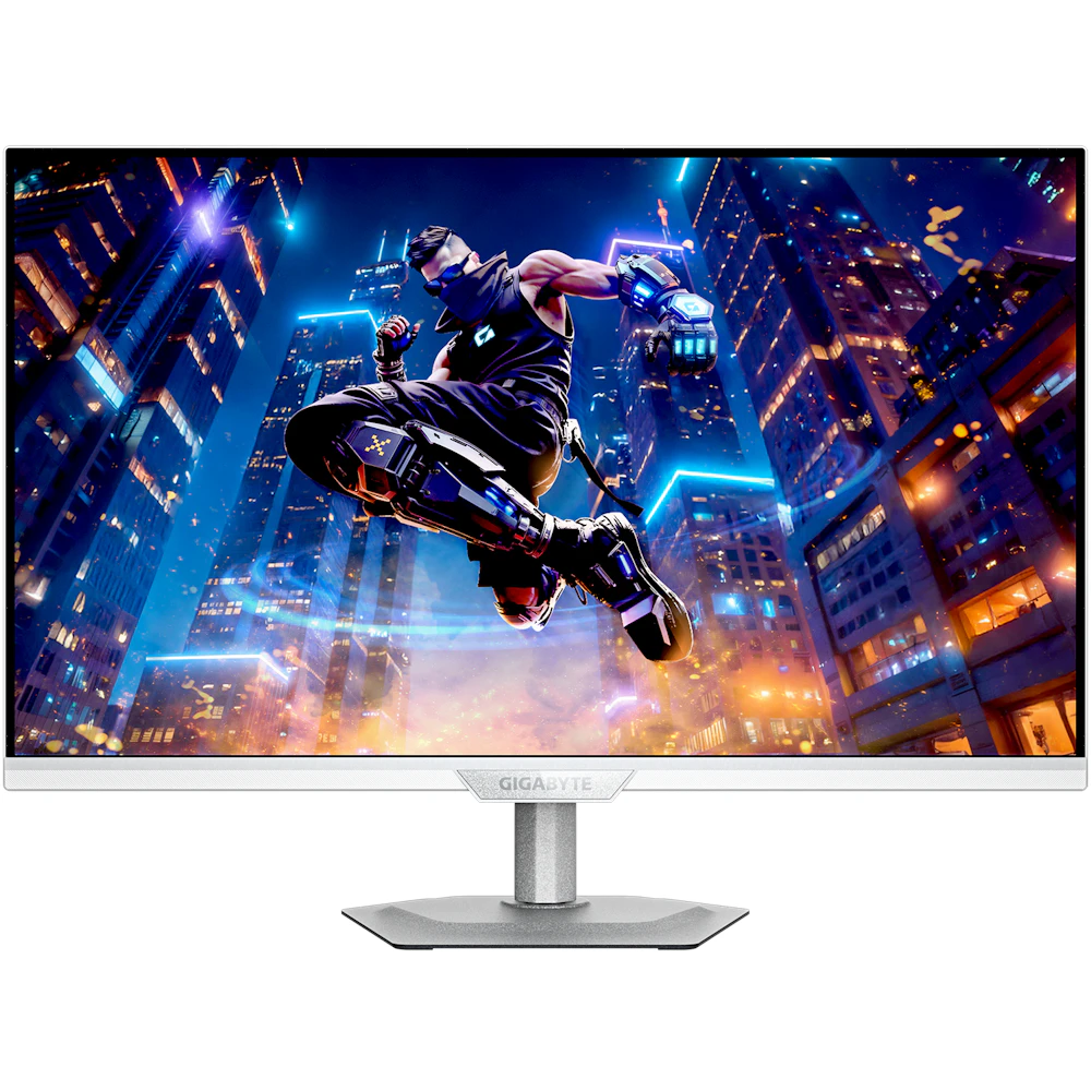 A large main feature product image of Gigabyte M27Q2 QD ICE - 27" 1440p 210Hz 1ms Quantum Dot SS IPS Gaming Monitor (White)