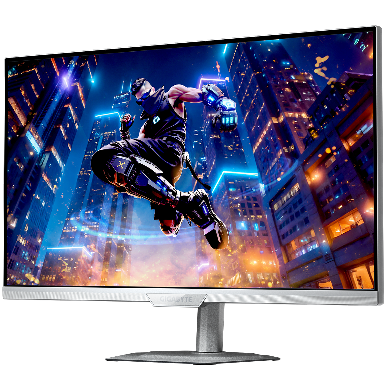 A large main feature product image of Gigabyte M27Q2 QD ICE - 27" 1440p 210Hz 1ms Quantum Dot SS IPS Gaming Monitor (White)