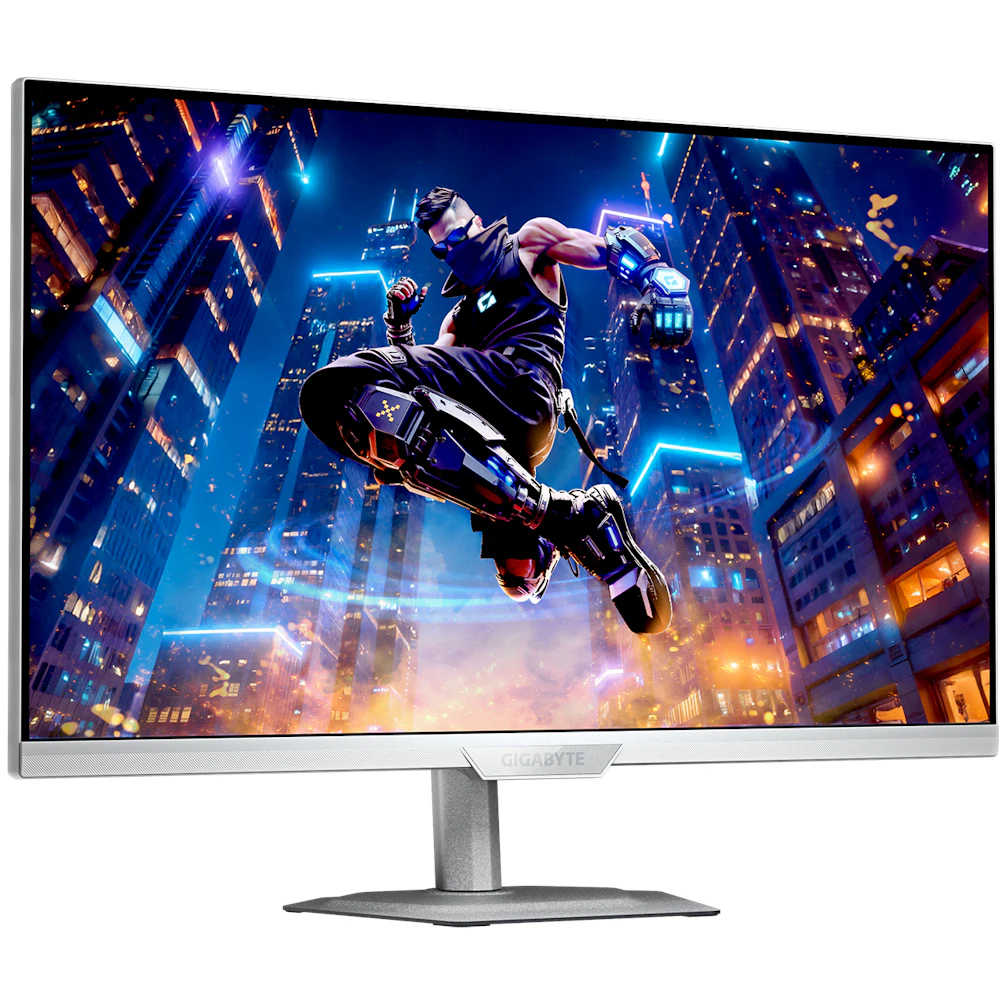 A large main feature product image of Gigabyte M27Q2 QD ICE - 27" 1440p 210Hz 1ms Quantum Dot SS IPS Gaming Monitor (White)