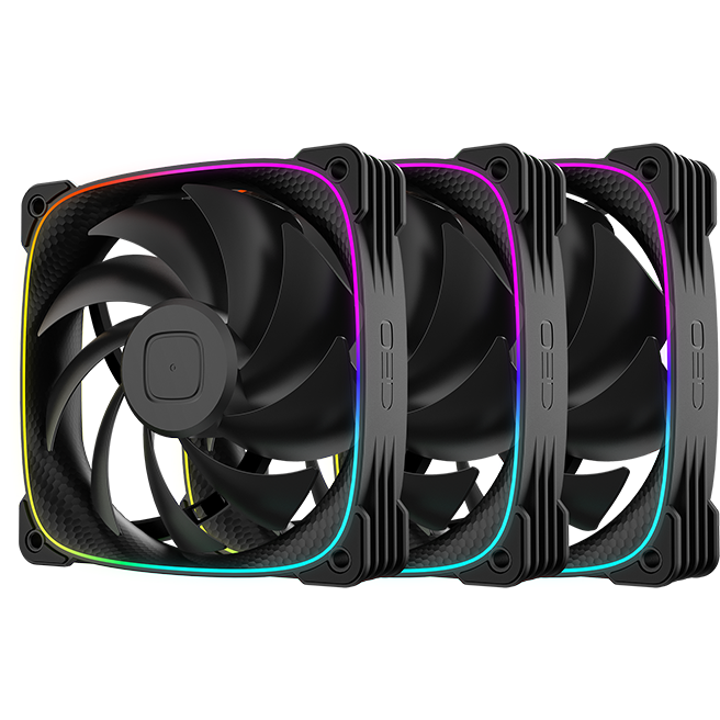 A large main feature product image of Geometric Future Squama 3003 - 120x30mm ARGB Performance PWM Fan 3-Pack (Black)