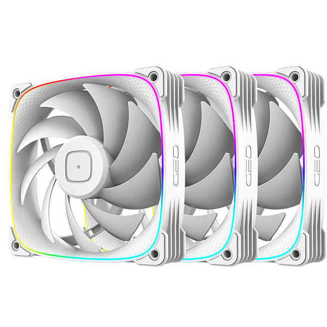 A large main feature product image of Geometric Future Squama 3003 - 120x30mm ARGB Performance PWM Fan 3-Pack (White)
