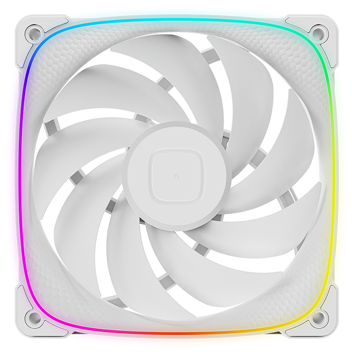 A large main feature product image of Geometric Future Squama 3003 - 120x30mm ARGB Performance PWM Fan 3-Pack (White)