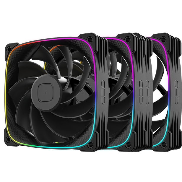 A large main feature product image of Geometric Future Squama 3003 Reverse - 120x30mm ARGB Performance PWM Fan 3-Pack (Black)