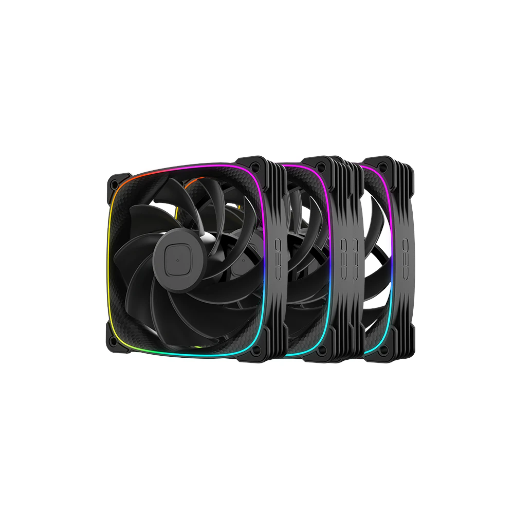 A large main feature product image of Geometric Future Squama 3003 Reverse - 120x30mm ARGB Performance PWM Fan 3-Pack (Black)
