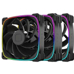 A small tile product image of Geometric Future Squama 3003 Reverse - 120x30mm ARGB Performance PWM Fan 3-Pack (Black)
