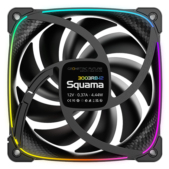 A large main feature product image of Geometric Future Squama 3003 Reverse - 120x30mm ARGB Performance PWM Fan 3-Pack (Black)