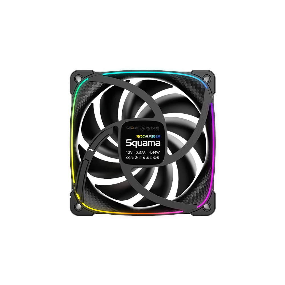 A large main feature product image of Geometric Future Squama 3003 Reverse - 120x30mm ARGB Performance PWM Fan 3-Pack (Black)