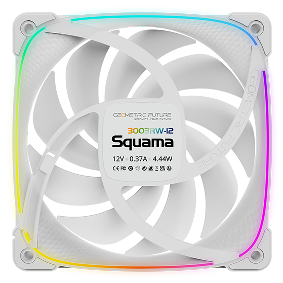 A large main feature product image of Geometric Future Squama 3003 Reverse - 120x30mm ARGB Performance PWM Fan (White)
