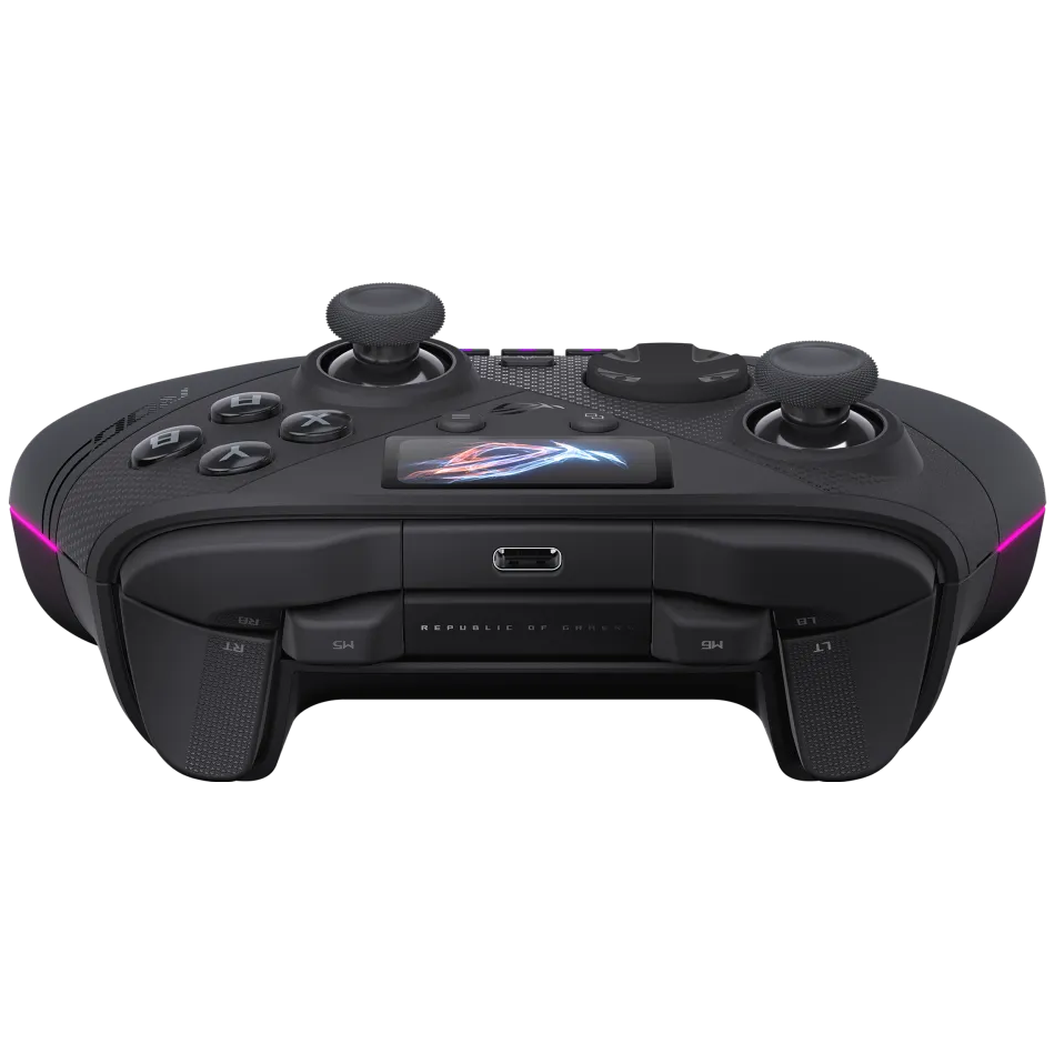 A large main feature product image of ASUS ROG Raikiri II Pro Tri-Mode Wireless PC Controller