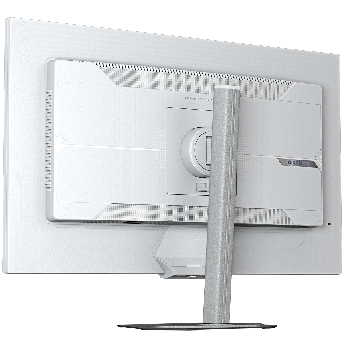 A large main feature product image of Gigabyte M27UP ICE - 27" 4K 160Hz / 24" 1080p 320Hz Dual Mode IPS Gaming Monitor (White)