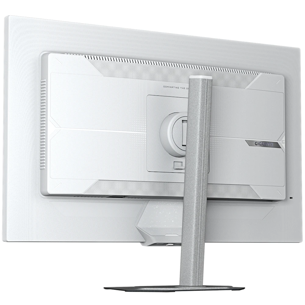A large main feature product image of Gigabyte M27UP ICE - 27" 4K 160Hz / 24" 1080p 320Hz Dual Mode IPS Gaming Monitor (White)