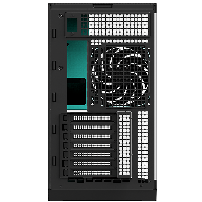 A large main feature product image of Geometric Future Model 5 - Mid Tower Glass Case (Black/Azure)