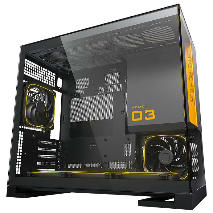 A large main feature product image of Geometric Future Model 3 - Micro Tower Glass Case (Black/Grey)