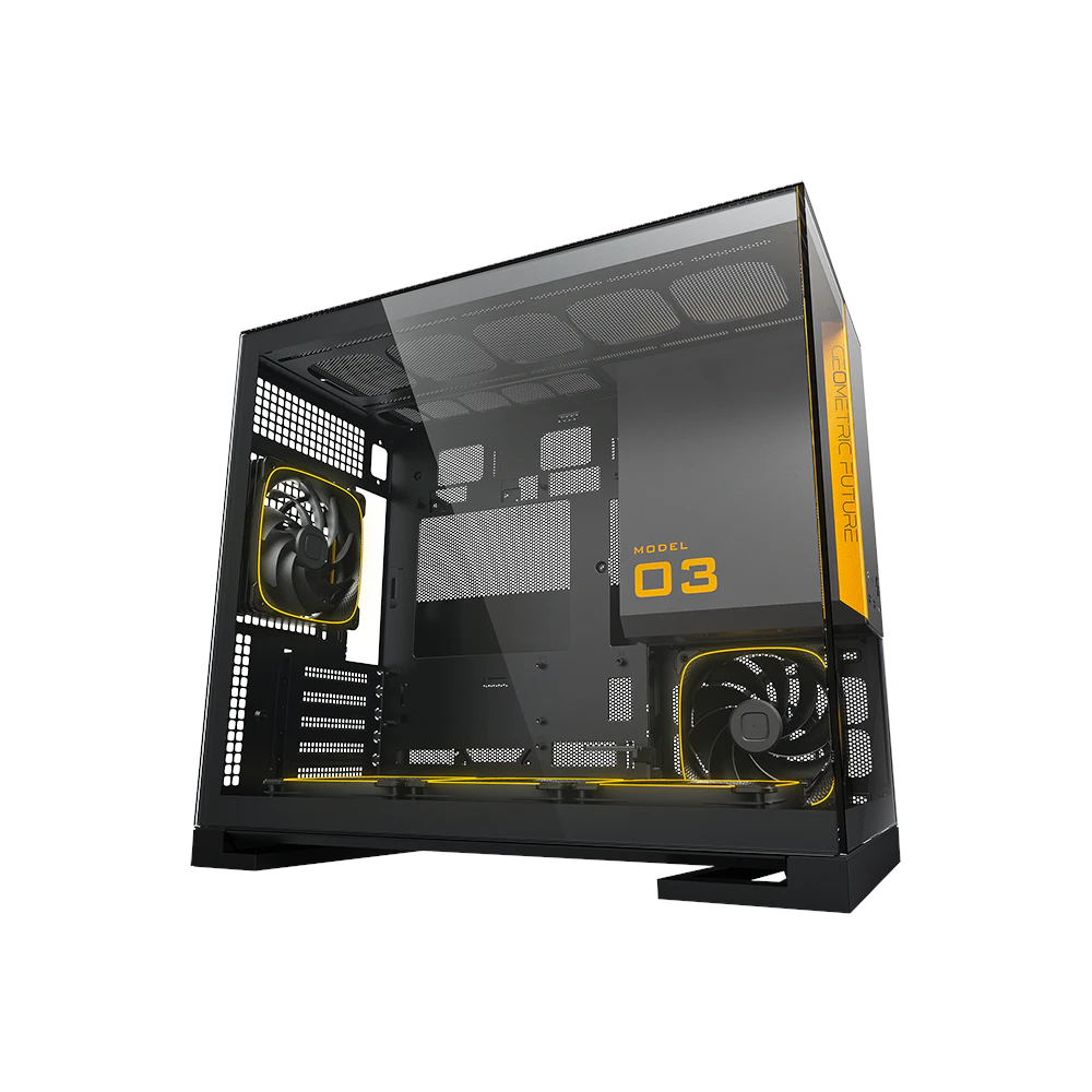 A large main feature product image of Geometric Future Model 3 - Micro Tower Glass Case (Black/Grey)