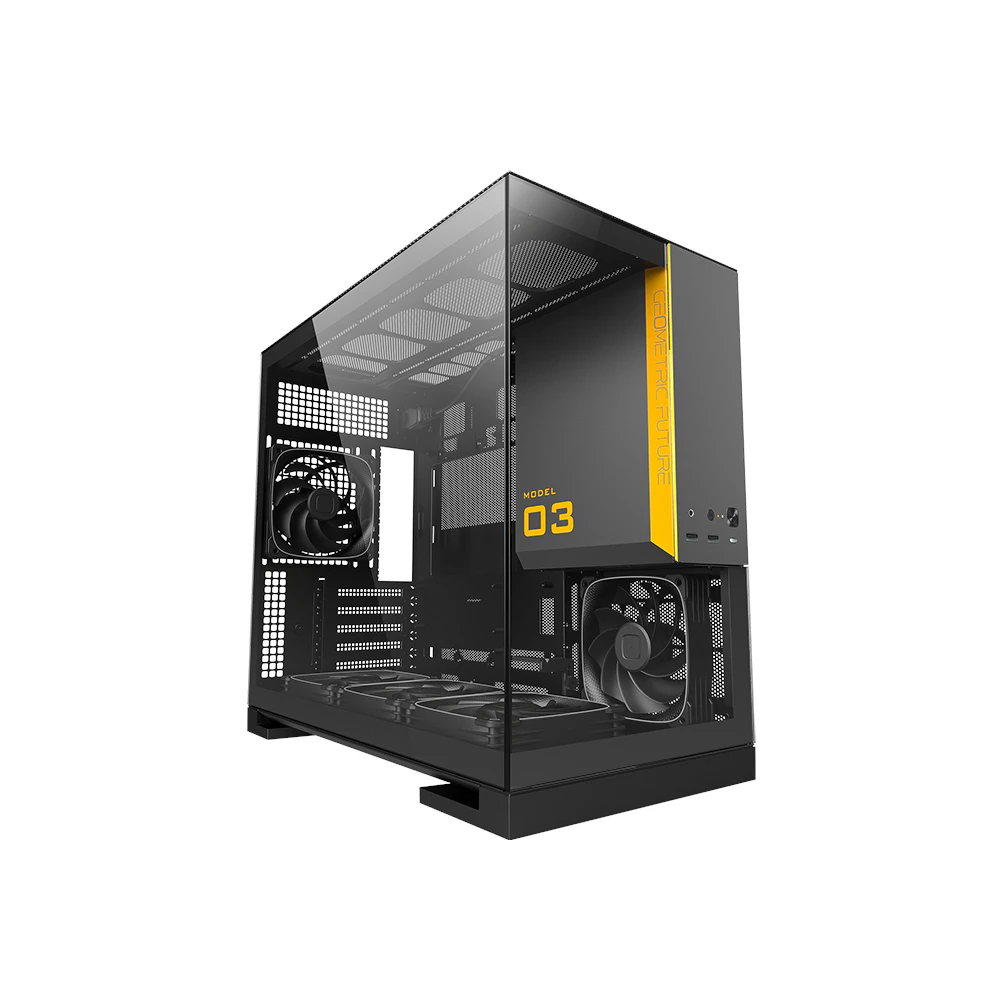 A large main feature product image of Geometric Future Model 3 - Micro Tower Glass Case (Black/Grey)