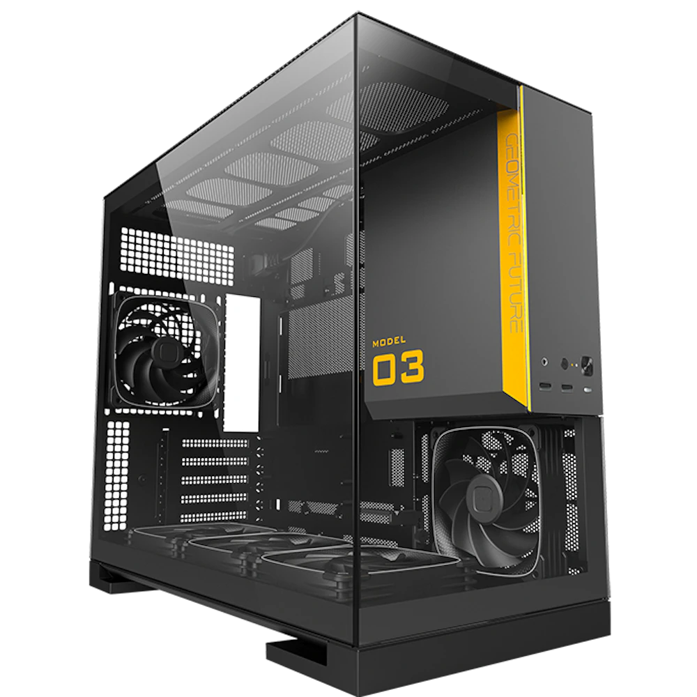A large main feature product image of Geometric Future Model 3 - Micro Tower Glass Case (Black/Grey)
