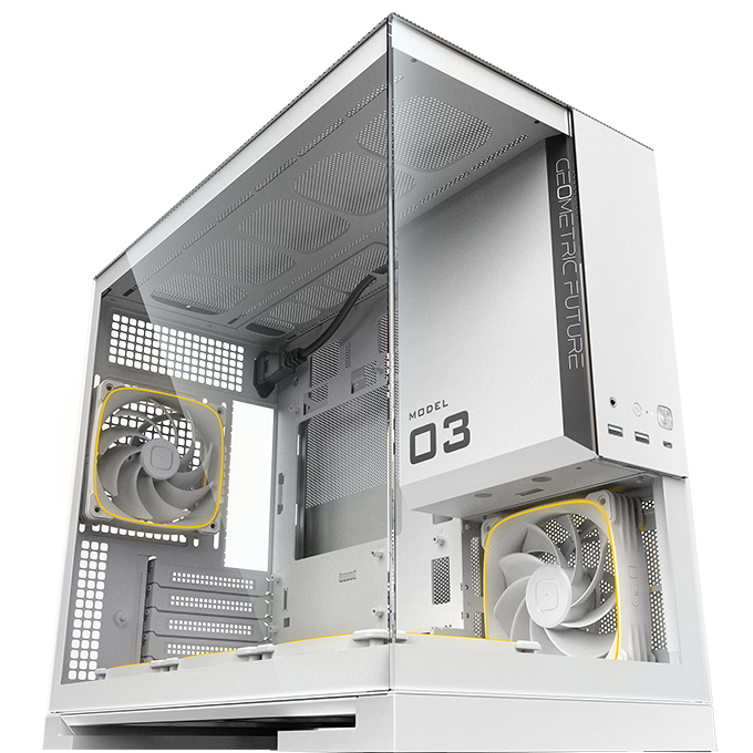 A large main feature product image of Geometric Future Model 3 - Micro Tower Glass Case (White)