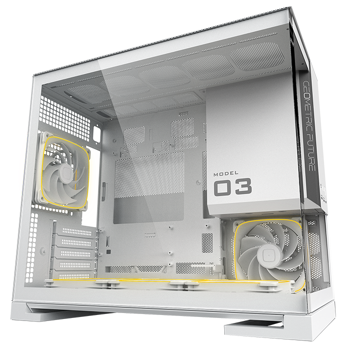 A large main feature product image of Geometric Future Model 3 - Micro Tower Glass Case (White)