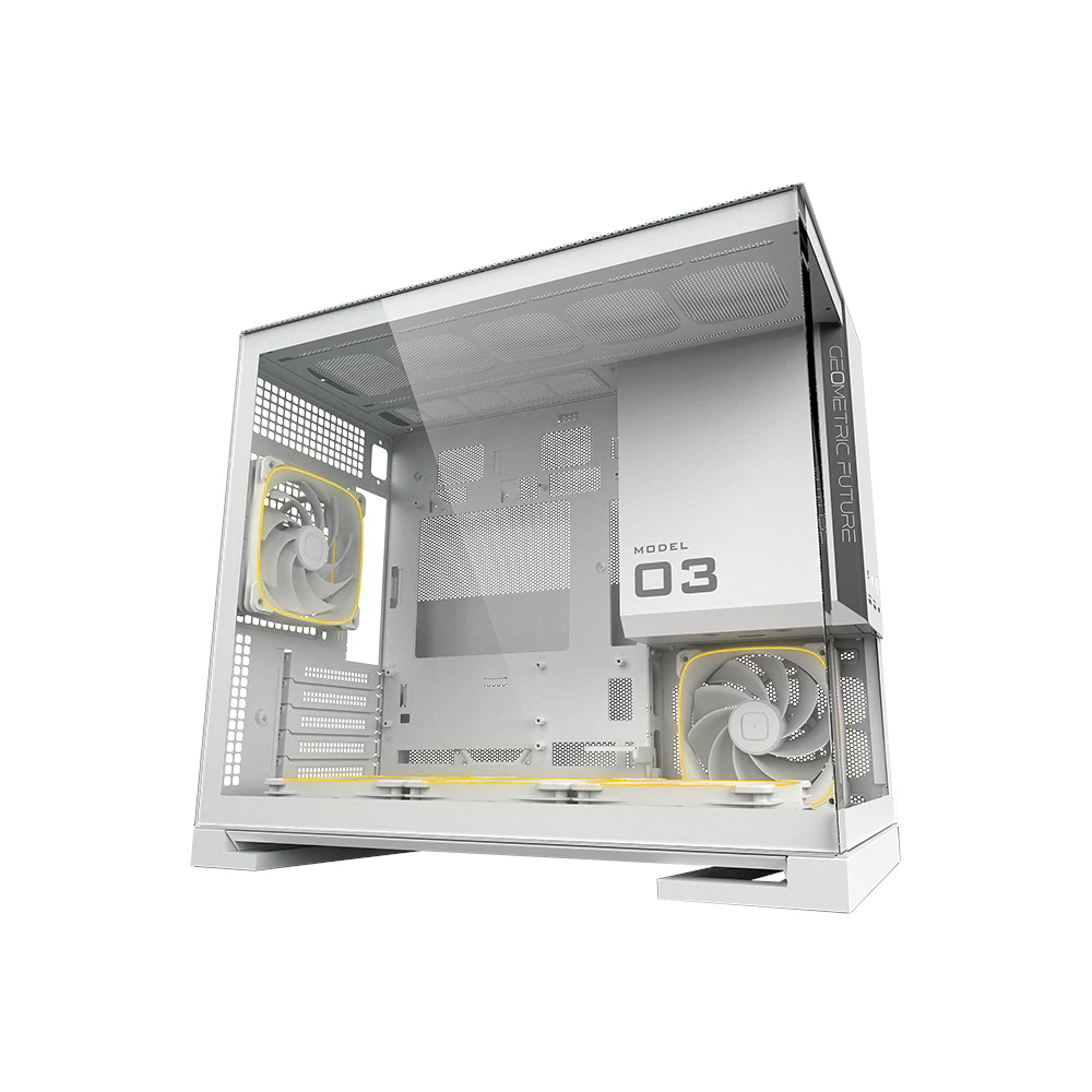 A large main feature product image of Geometric Future Model 3 - Micro Tower Glass Case (White)