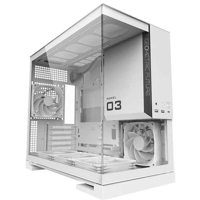 A large main feature product image of Geometric Future Model 3 - Micro Tower Glass Case (White)