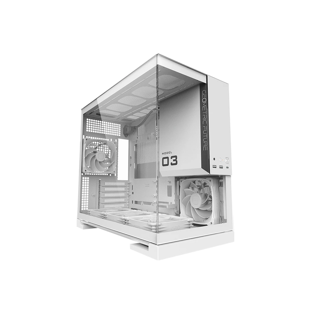 A large main feature product image of Geometric Future Model 3 - Micro Tower Glass Case (White)
