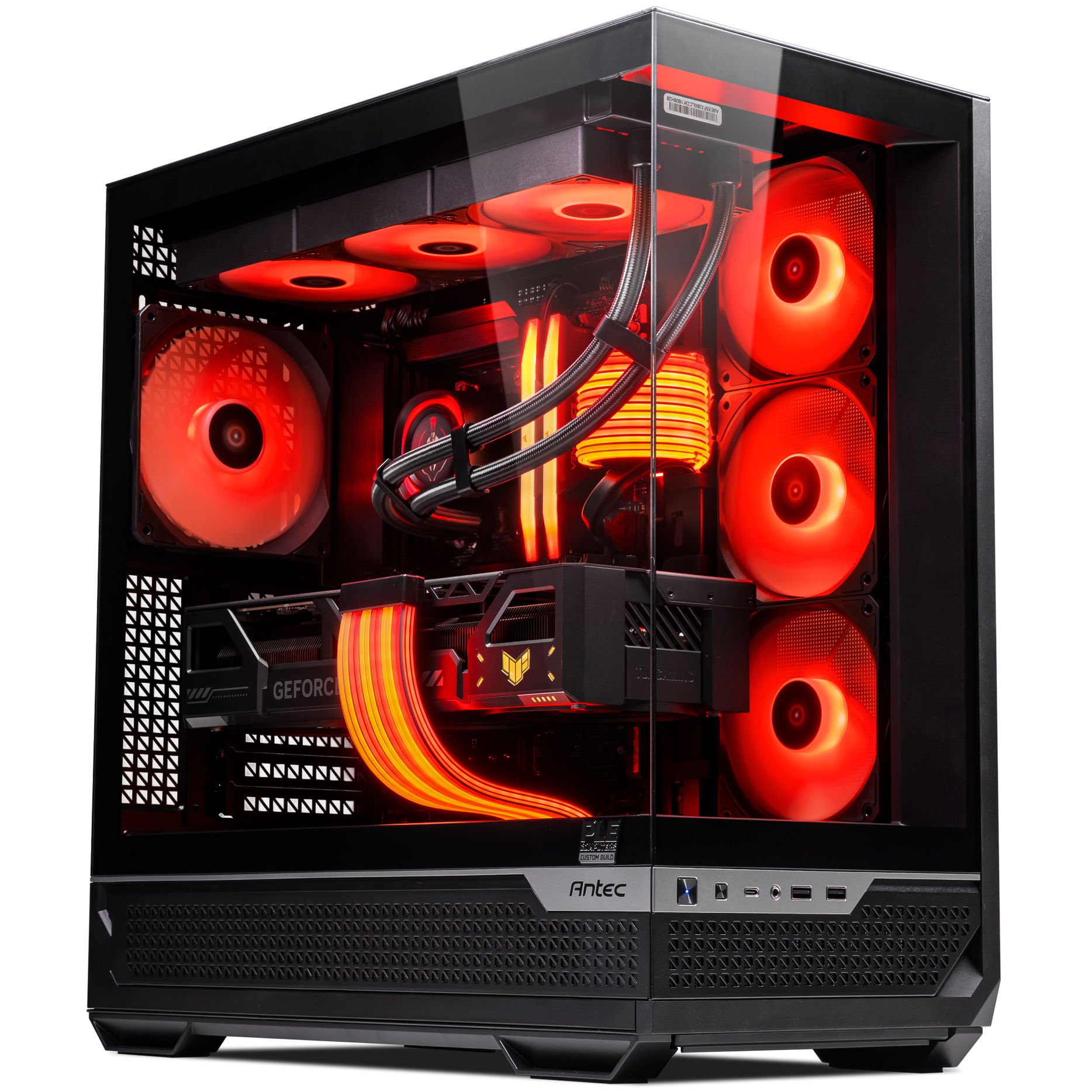 A large main feature product image of PLE Ares RTX 5080 Prebuilt Ready To Go Gaming PC