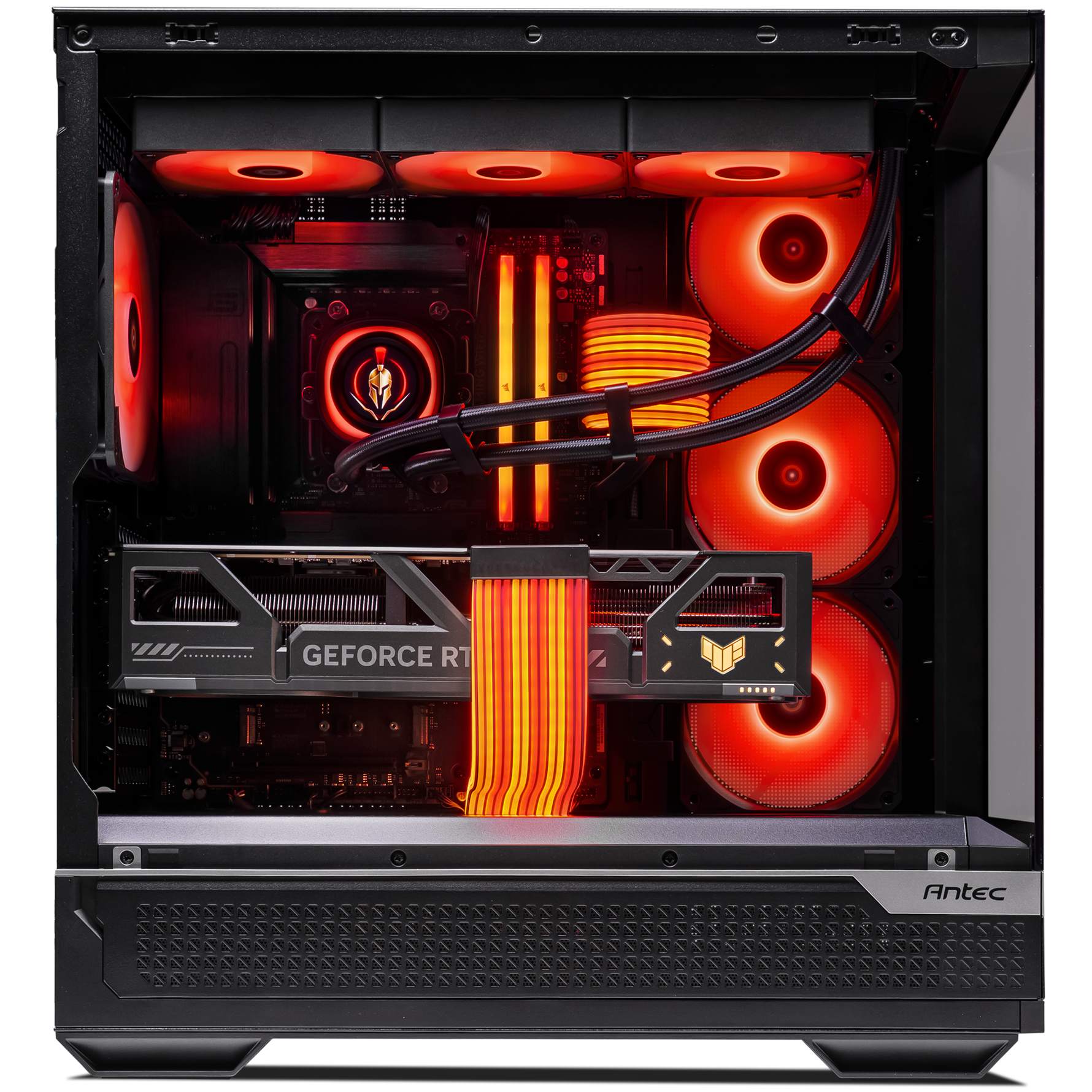 A large main feature product image of PLE Ares RTX 5080 Prebuilt Ready To Go Gaming PC