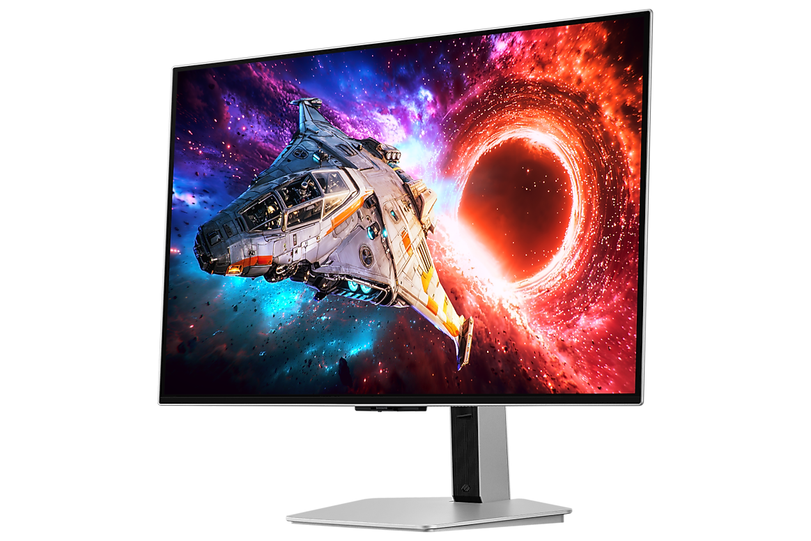 A large main feature product image of Samsung Odyssey OLED G8 G80SH - 32" 4K 240Hz 0.03ms QD-OLED Gaming Monitor
