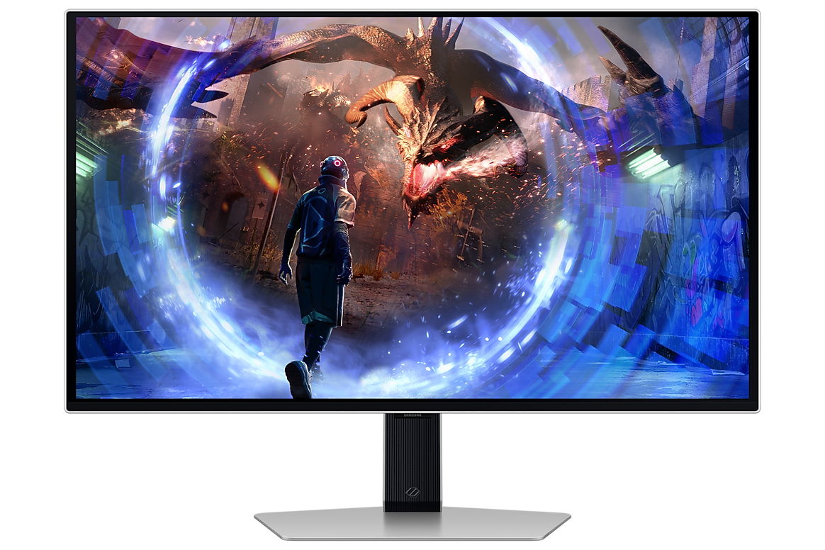 A large main feature product image of Samsung Odyssey OLED G6 G60SD - 27" 1440p 360Hz 0.03ms OLED Gaming Monitor
