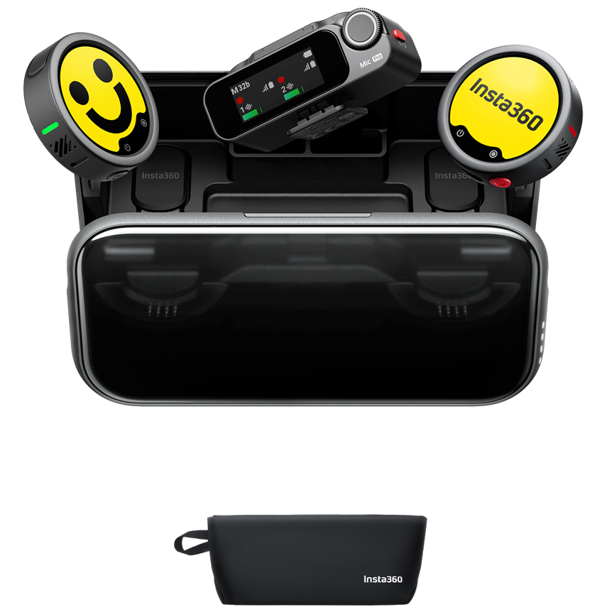 A large main feature product image of Insta360 Mic Pro 2 TX + 1 RX Wireless Microphone System