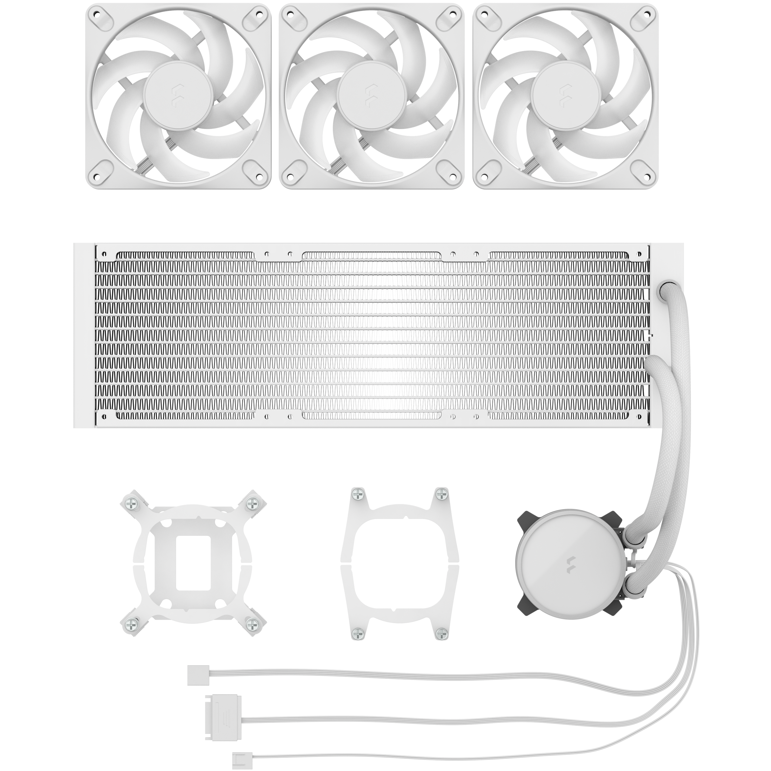 A large main feature product image of Fractal Design Radius 360mm ARGB AIO Liquid CPU Cooler (White)