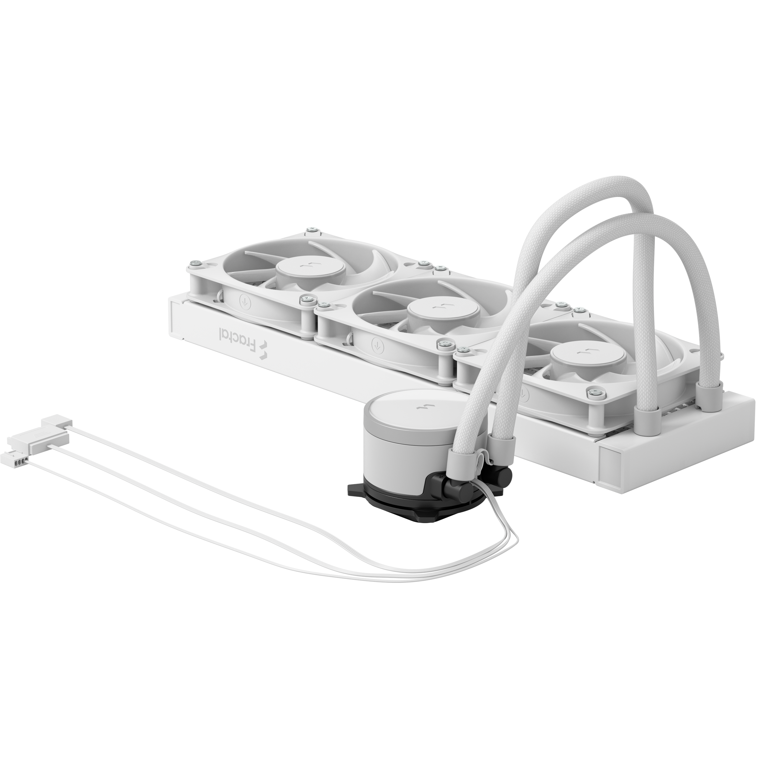 A large main feature product image of Fractal Design Radius 360mm ARGB AIO Liquid CPU Cooler (White)