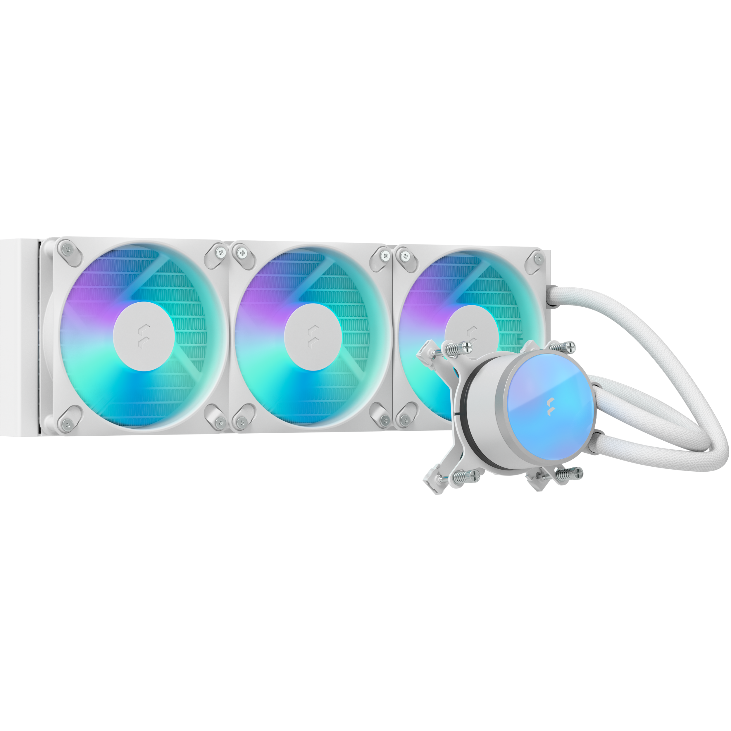 A large main feature product image of Fractal Design Radius 360mm ARGB AIO Liquid CPU Cooler (White)