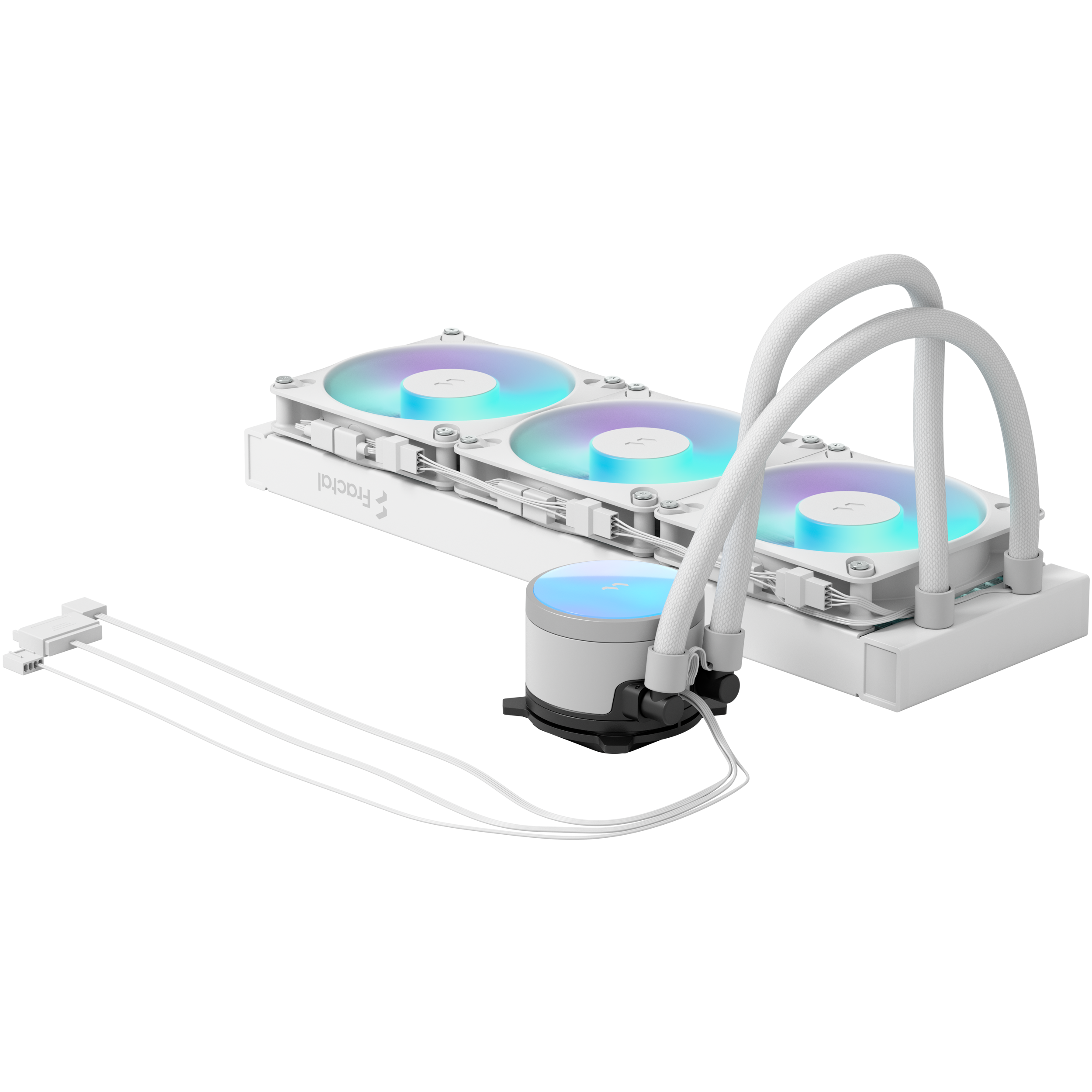 A large main feature product image of Fractal Design Radius 360mm ARGB AIO Liquid CPU Cooler (White)