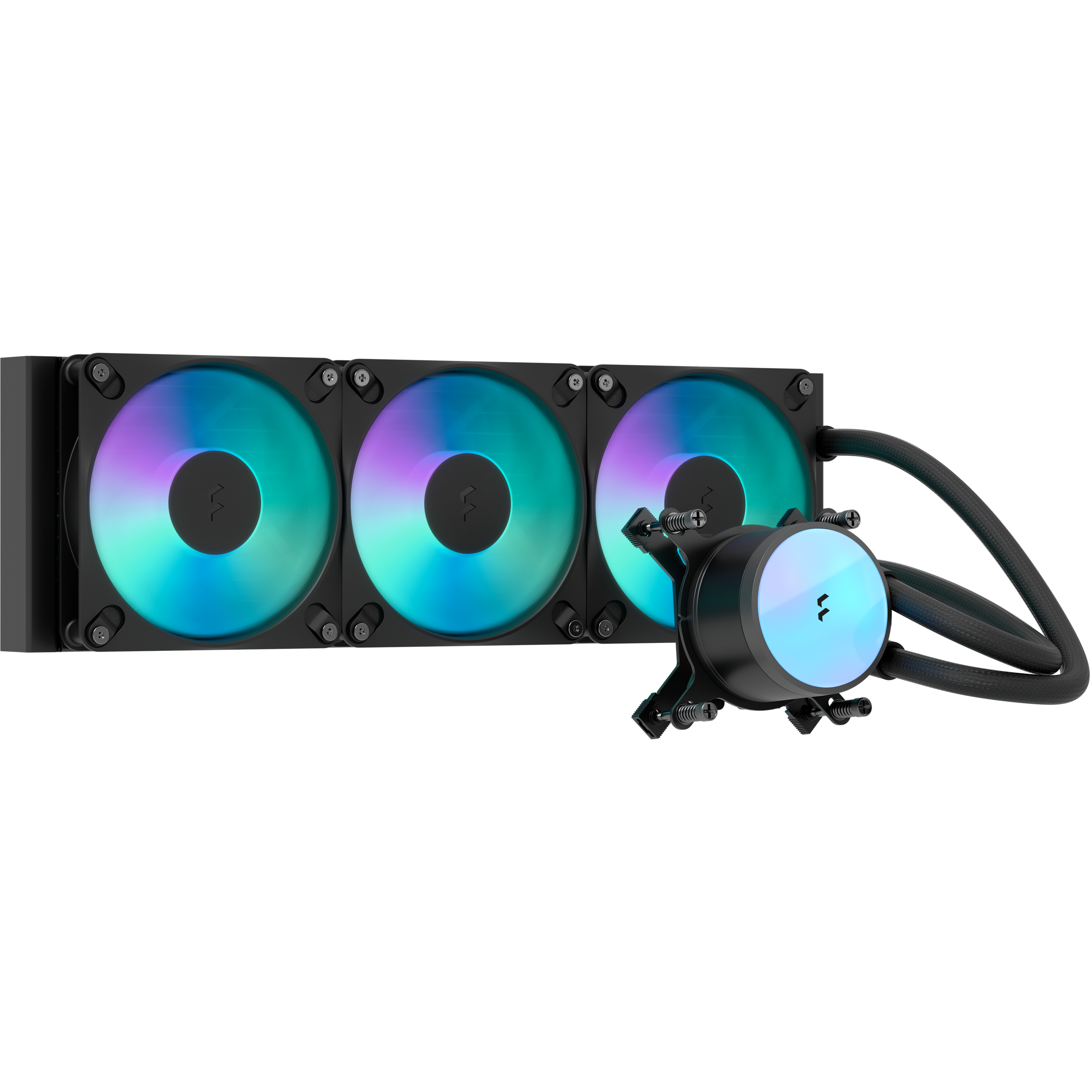 A large main feature product image of Fractal Design Radius 360mm ARGB AIO Liquid CPU Cooler (Black)