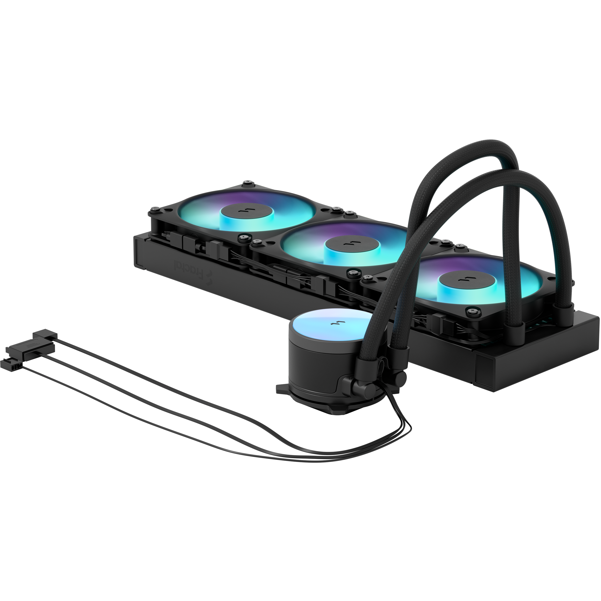 A large main feature product image of Fractal Design Radius 360mm ARGB AIO Liquid CPU Cooler (Black)