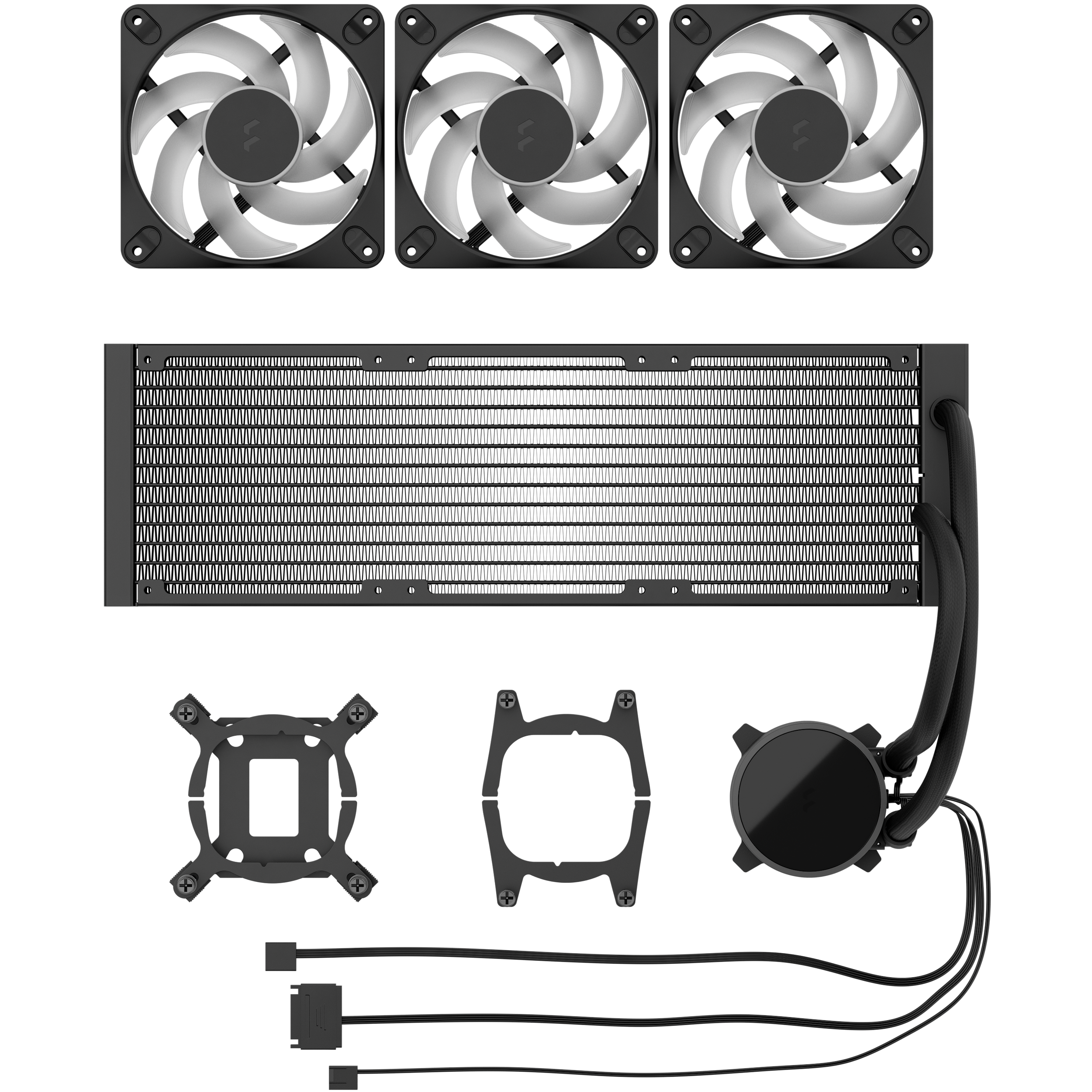 A large main feature product image of Fractal Design Radius 360mm ARGB AIO Liquid CPU Cooler (Black)